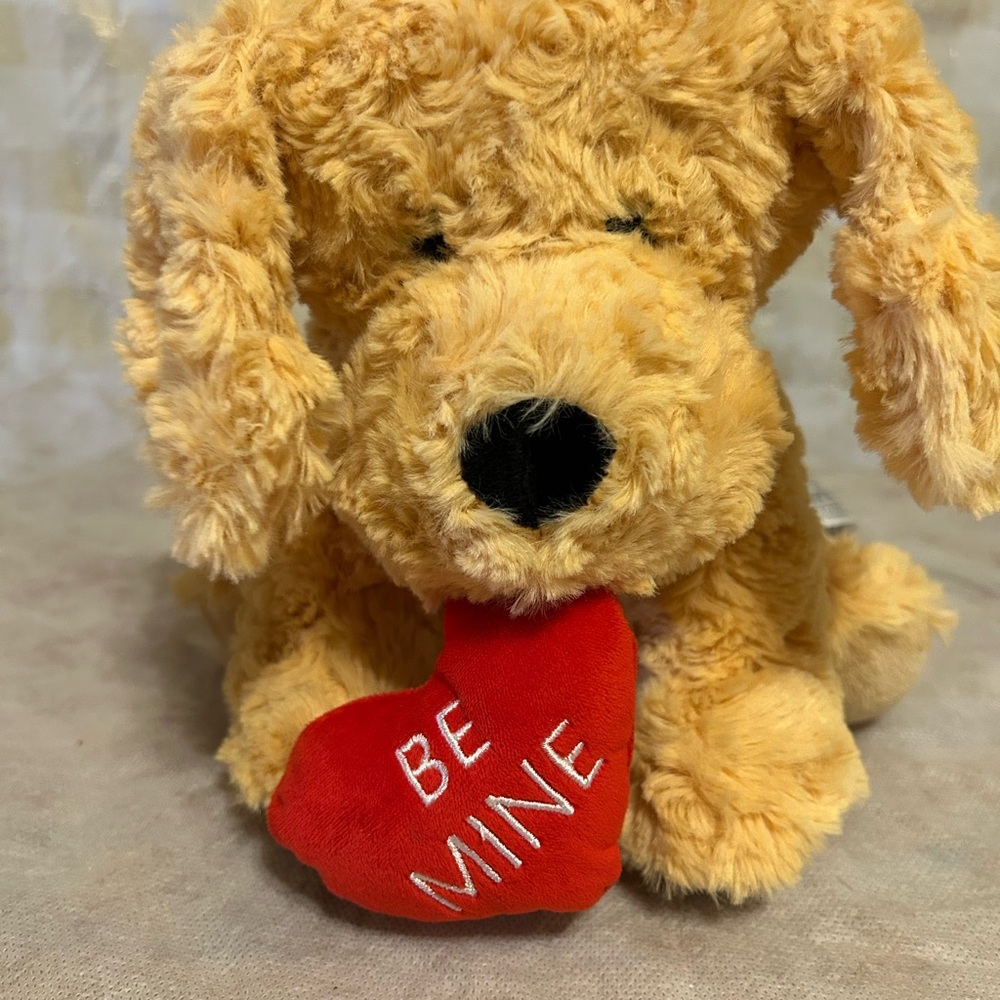 Charming‎ Plush Dog with Red Heart Accent Pillow